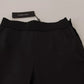 Dolce & Gabbana Black Leather Elastic Waist Trouser Pants