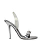 Versace Gray Leather Stiletto Heels Sandals