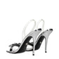 Versace Gray Leather Stiletto Heels Sandals