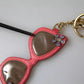 Dolce & Gabbana Red Leather Crystal Sunglasses Gold Metal Keyring Keychain