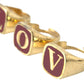 Dolce & Gabbana Gold Brass LOVE Enamel Set of 3 Ring