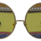 Dolce & Gabbana Crystal Embellished Gold Oval Sunglasses