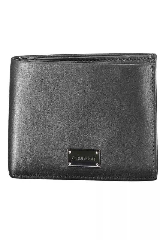 Calvin Klein Sleek Black Leather Dual-Compartment Wallet