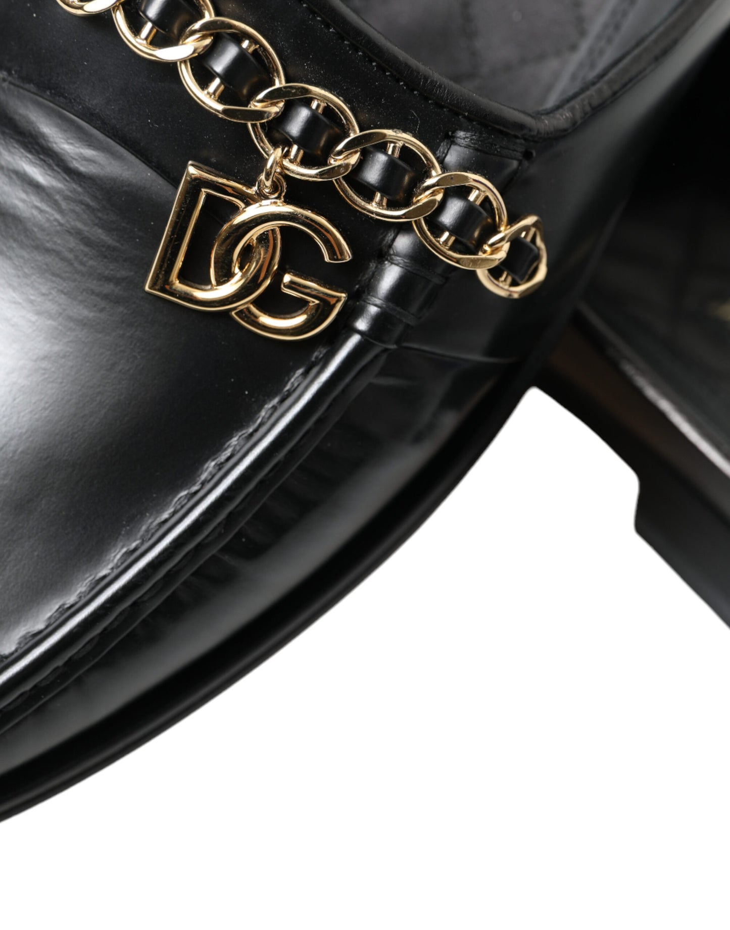 Dolce & Gabbana Black Leather Visconti Slippers Dress Shoes