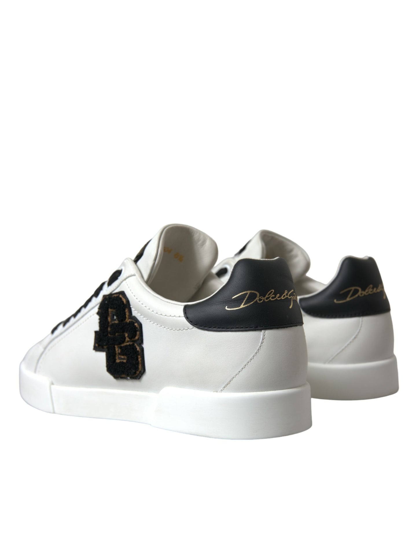 Dolce & Gabbana White Black Portofino Patch Men Sneakers Shoes