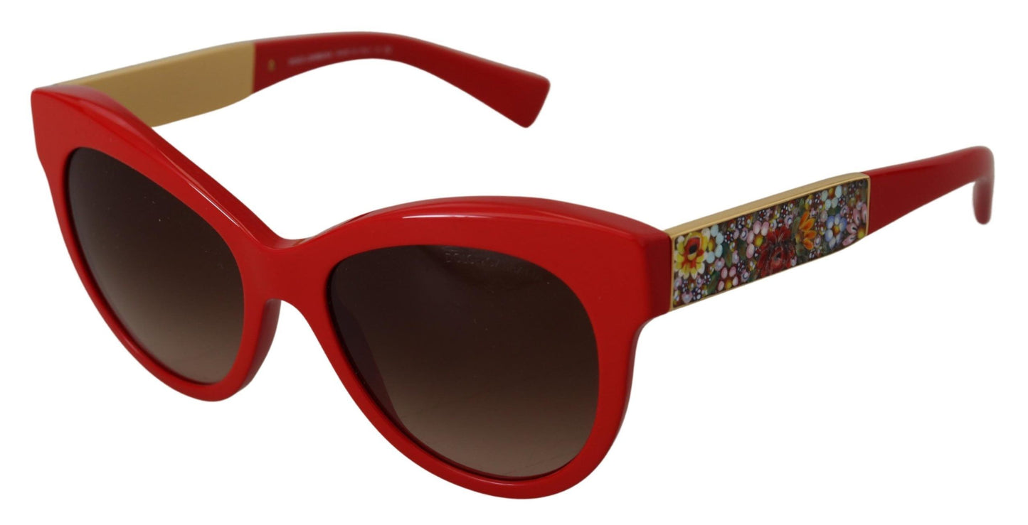 Dolce & Gabbana Elegant Red Mosaico Cat-Eye Sunglasses