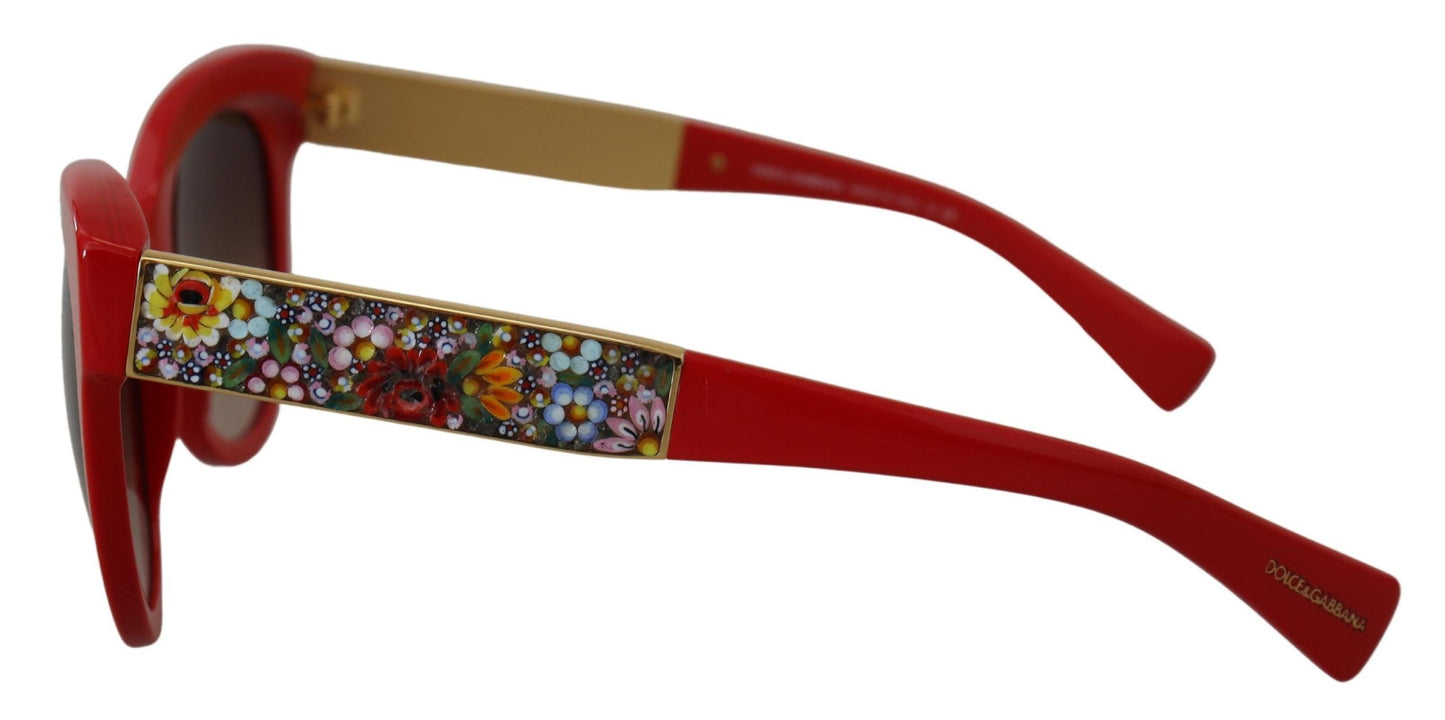 Dolce & Gabbana Elegant Red Mosaico Cat-Eye Sunglasses